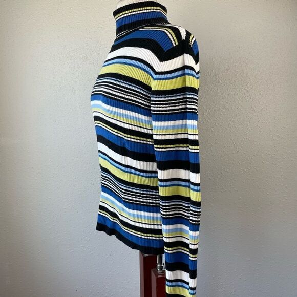 St. John’s Bay Striped Turtleneck Sweater Size L EUC - Picture 2 of 6